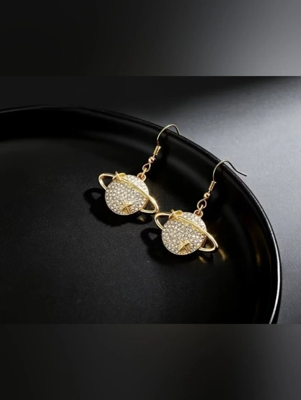 $8 Each Or Bundle 5/$20 Gold Crystal Planet Drop Earrings